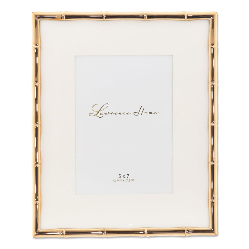 Lawrence Frames Bamboo Design Metal Frame, 8x10, Matted 5x7, Gold - Image 1